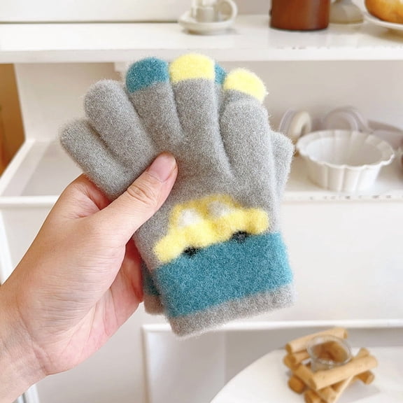 hengsof Kids Winter Gloves Toddler Warm Full Finger Knitted Mittens for Girls and Boys
