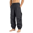 thumbnail image 2 of Men's Casual Straight Cargo Pants, Trousers, Joggers, Elastic Waist Drawstring Stretchy Lightweight Breathable Quick Dry, Multi-Pocket Relaxed Fit, Daily Gym Hiking Streetwear, 2 of 7
