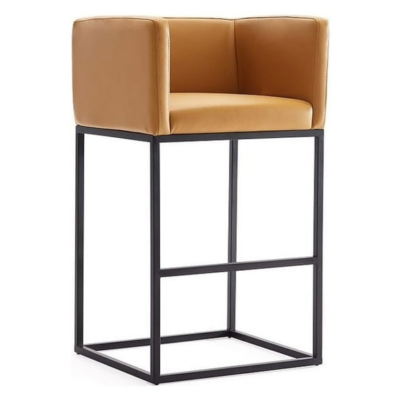 Manhattan Comfort Embassy 25" Faux Leather Counter Stool in Clay Tan