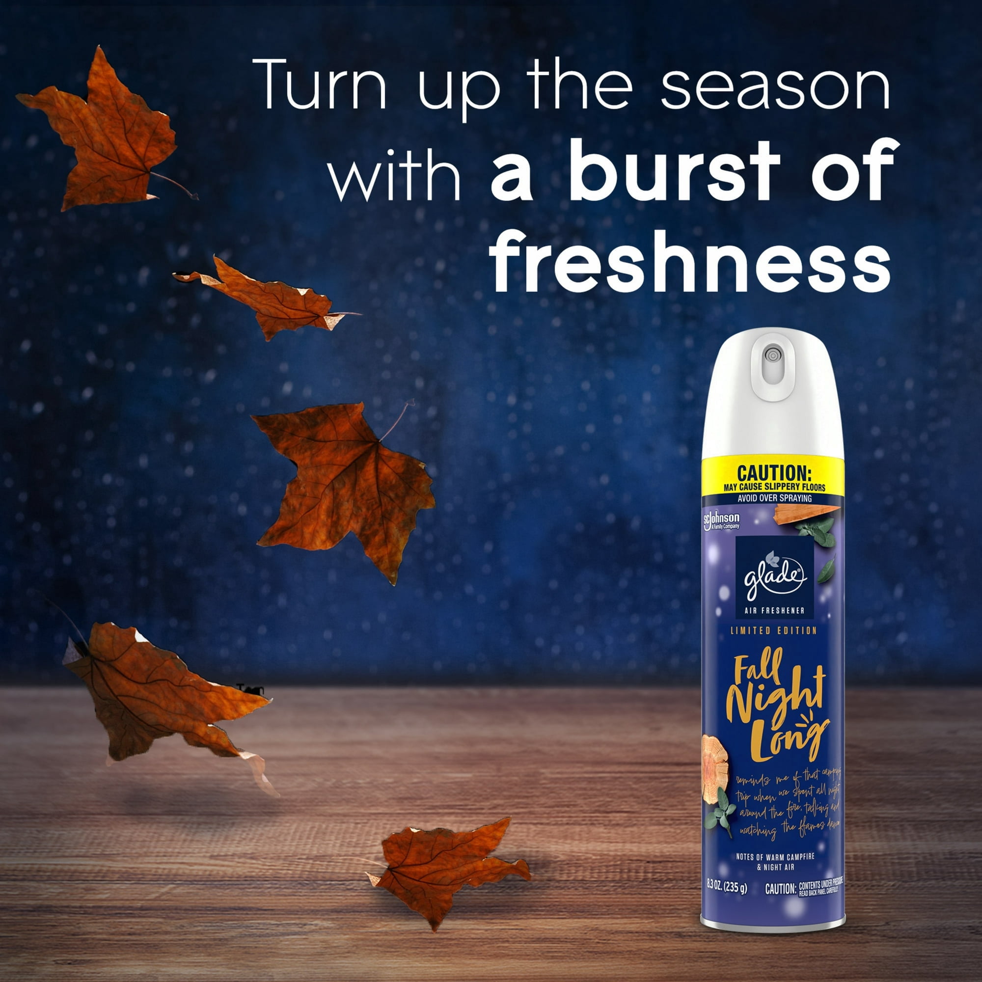 (4 pack) Glade Air Freshener Spray, Fall Night Long, Fragrance Infused with Essential Oils, 8.3 oz
