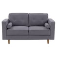 thumbnail image 3 of CorLiving Mulberry Fabric Upholstered Modern Indoor 2-Seater Loveseat with Tufted Back and 2 Bolster Cushions, Grey, 3 of 9