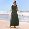 thumbnail image 5 of Sakmal Spring Dresses for Women 2025 Sundress Green Maxi Dress Sleeveless Solid Dresses with Pockets, 5 of 9
