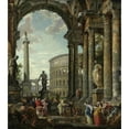 thumbnail image 2 of Giovanni Paolo Panini 20x22 Black Ornate Framed Double Matted Museum Art Print Titled: An Architectural Capriccio with the Philosopher Diogenes and Other Figures, 2 of 5