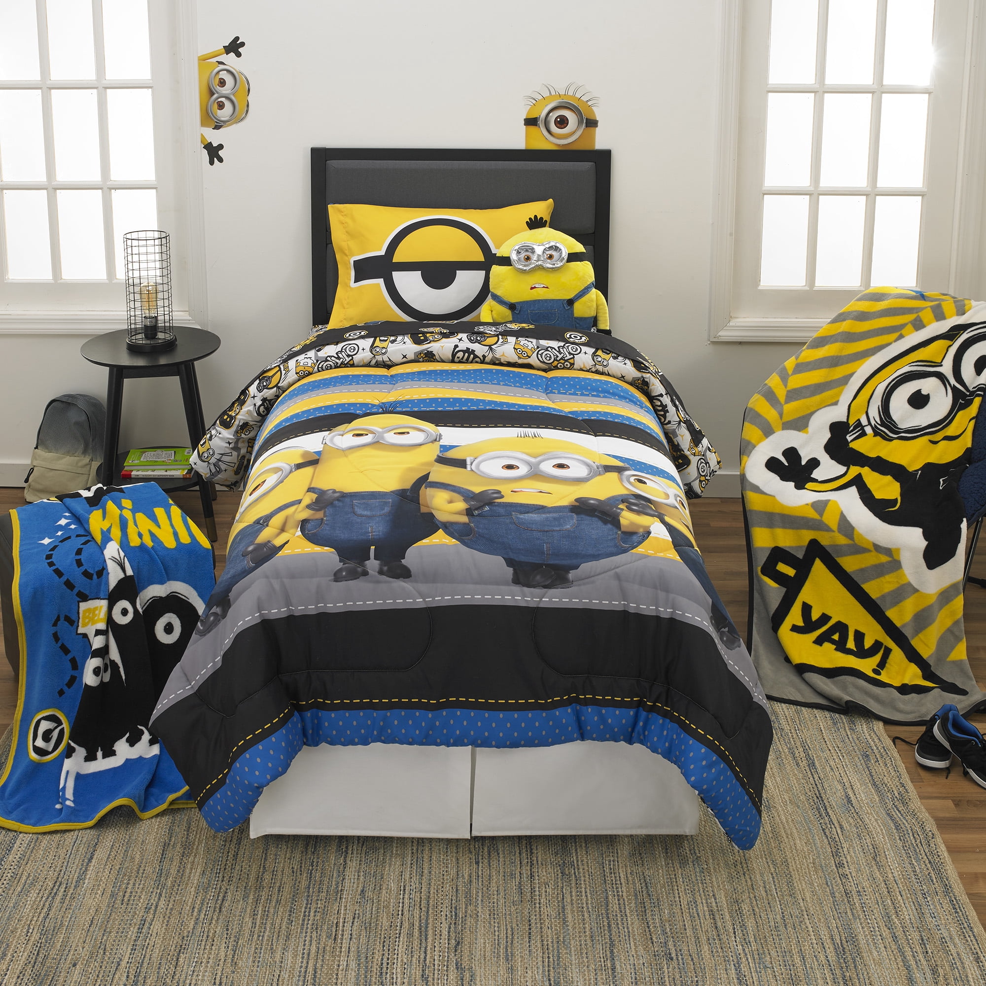 Minions Kids Twin Sheet Set, Black and Yellow, Universal