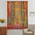 thumbnail image 3 of Red Orange Forest Fall Sheer Curtains 72 Inches Long, Thanksgiving Tree Maple Leaf Light Filering Curtains, Breathable Simi Curtain Privacy Drapes for Living Room Bedroom Lightweight Window Treatment, 3 of 9