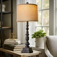 thumbnail image 5 of Oneach Rustic Black Table Lamp Set of 2 with 2 USB Ports 27.25" Resin Farmhouse Bedside Nightstand Lamps for Bedroom Living Room Study, 5 of 10