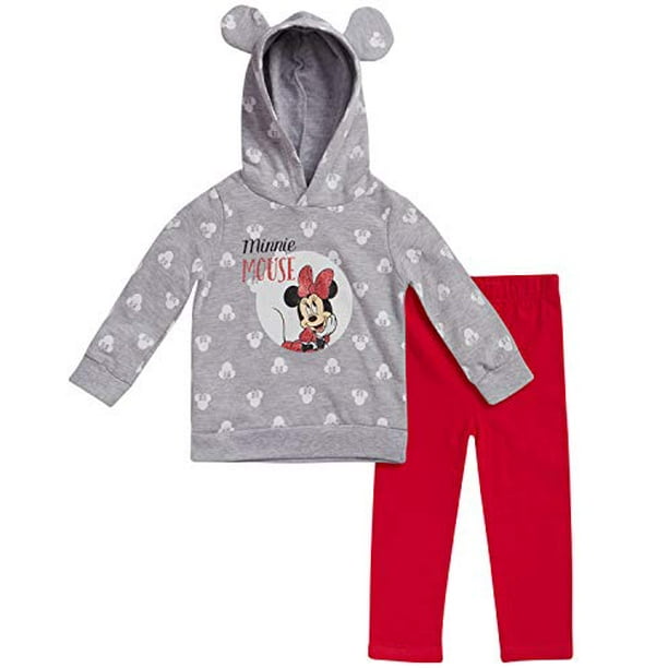 Baby Girls Minnie Mouse 2 Piece Fleece Hoodie Legging Set ( /Infant),  Minnie Grey/Red, Size 6-9M 