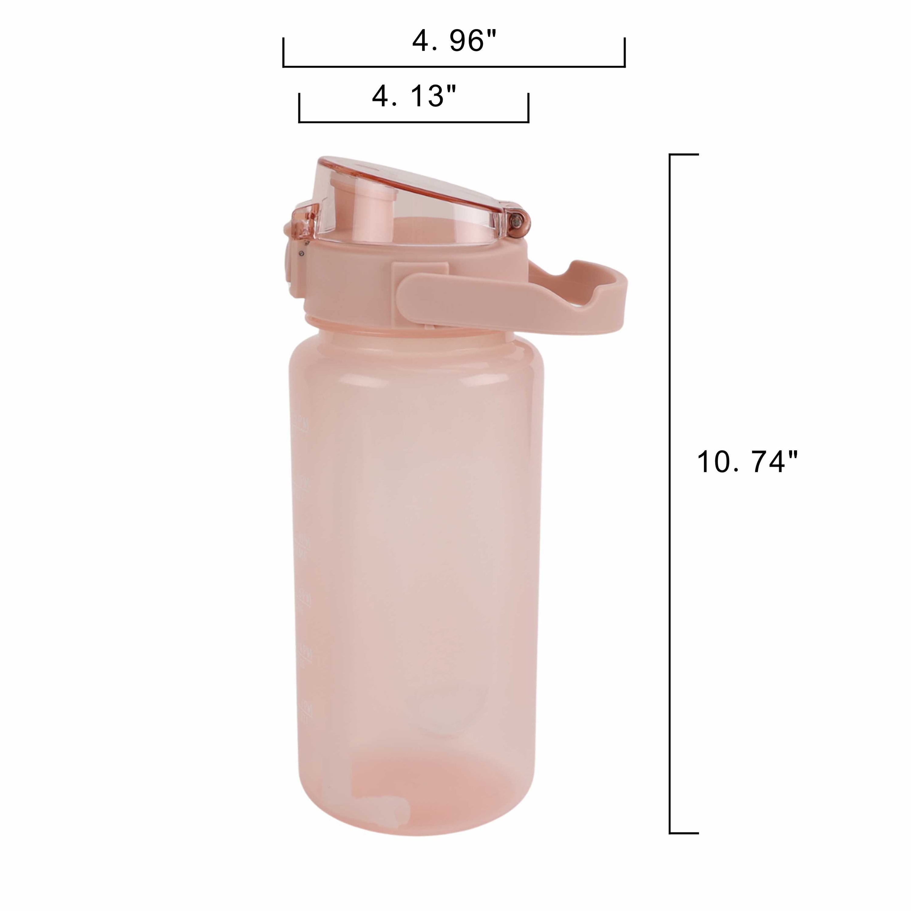 Mainstays 48 Ounce Plastic Water Bottle with Milestone Markings, Pink