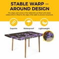 thumbnail image 4 of Purple Flowers Table Cloths for 4 Foot Rectangle Tables, Butterfly Spring Floral Wooden Farmhouse Patio Waterproof Elastic Fitted Tablecloths, Washable Rectangular Table Cover for Camping, 4 of 8