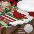thumbnail image 3 of Red Black Plaid Snowman Christmas Round Tablecloth, Fitted Table Cover with Elastic for 55"-60" Round Tables, Xmas Snowflake Botanical Table Cloth Outdoor Indoor Dinning Party Waterproof Tablecloths, 3 of 7