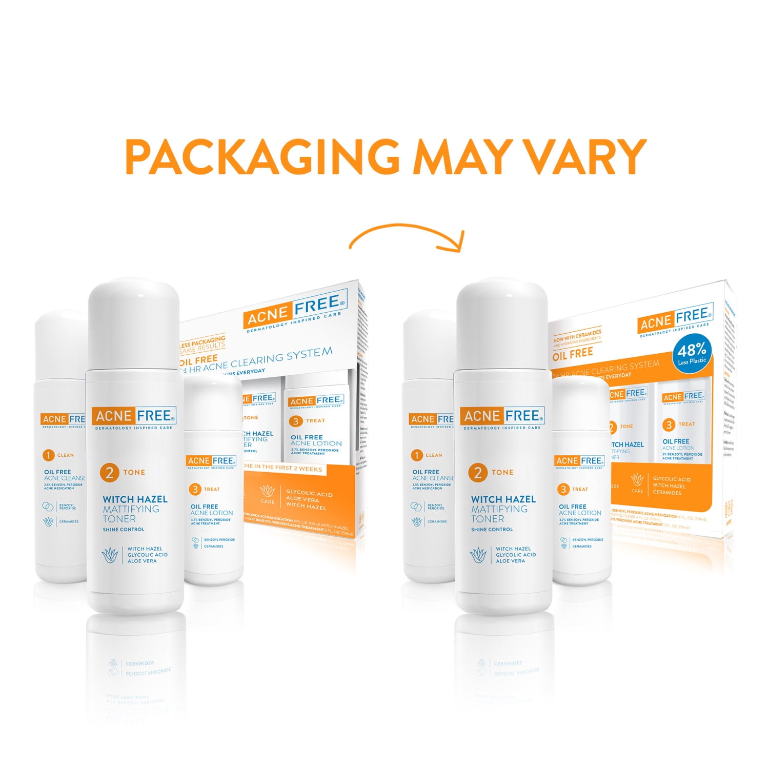Acne Free Oil Free 24 Hour Acne Treatment Kit, 3 Step Acne Clearing System