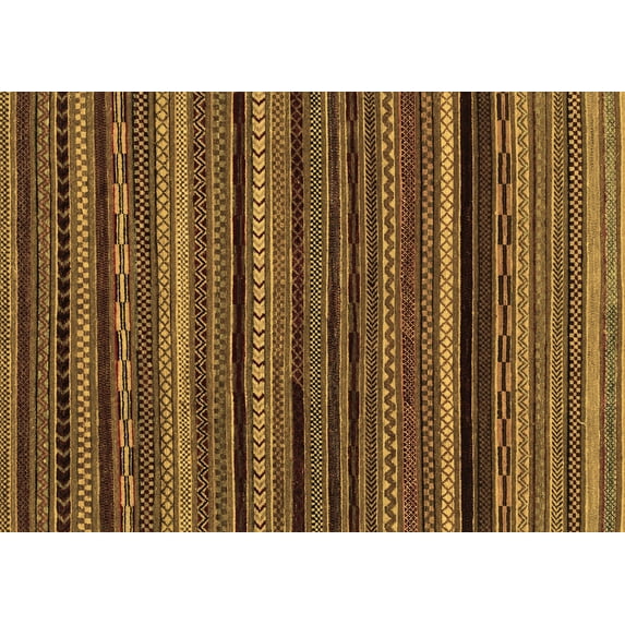 Ahgly Company Indoor Rectangle Abstract Brown Modern Area Rugs, 2' x 5'