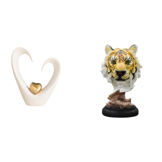 Figura de escritorio,Escultura de corazón para escritorio,oficina,decoración del hogar,Escultura de mesa,Escultura de cabeza de tigre Estatua moderna de sobremesa,Figura de cabeza de animal