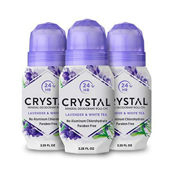 Crystal Mineral Deodorant Roll-On Lavender & White Tea, Paraben Free, 2.25 Ounce