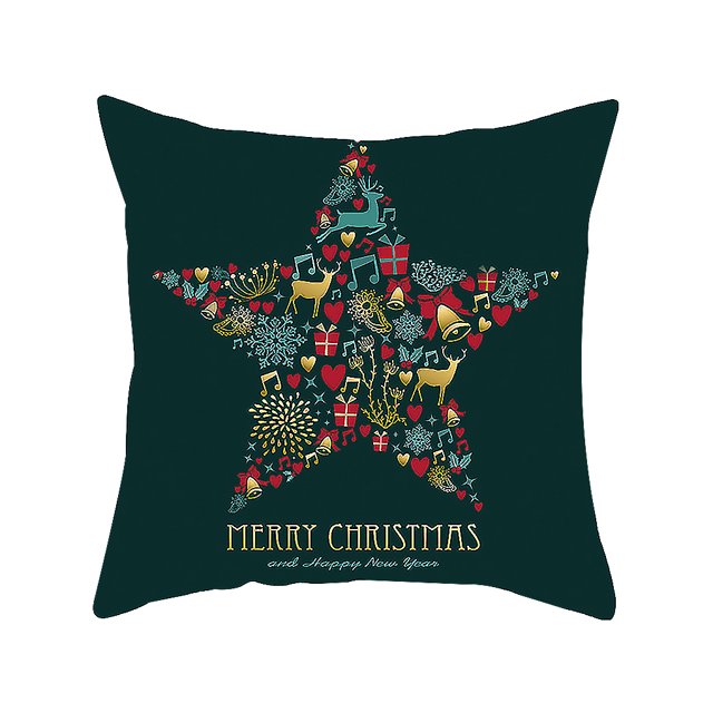 Inteprter Funda de almohada de decoración navideña para el hogar, funda de cojín de árbol de Papá Noel, adorno de Feliz Navidad, regalo de Navidad Decoración del hogar #3 Inteprter HA000402-03B