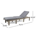 thumbnail image 6 of Lisonu Outdoor Wooden Chaise Lounge Chair, Grey Acacia Wood Recliner with Full-Length Water-Resistant Dark Grey Polyester Cushion for Patio, Lawn & Poolside Relaxation, 6 of 15