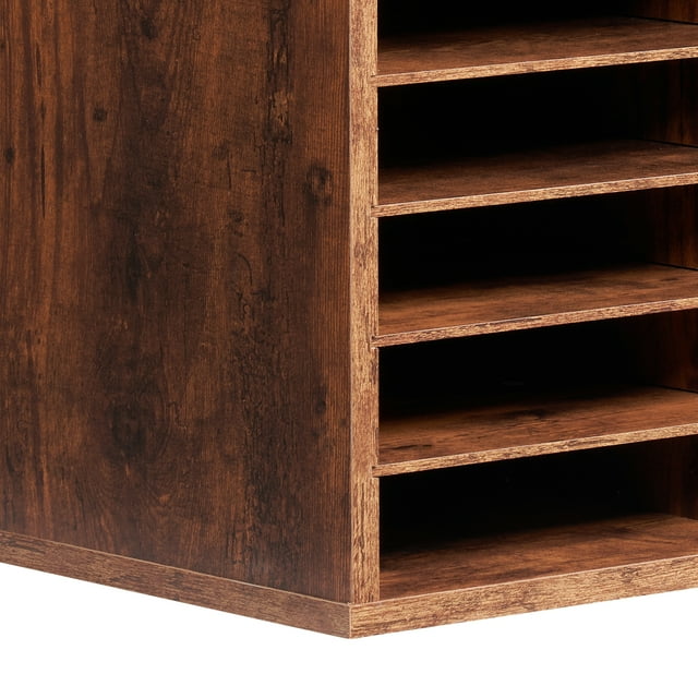 VEVOR Organizador de literatura de madera con 27 compartimentos y estantes extraíbles en color marrón oscuro
