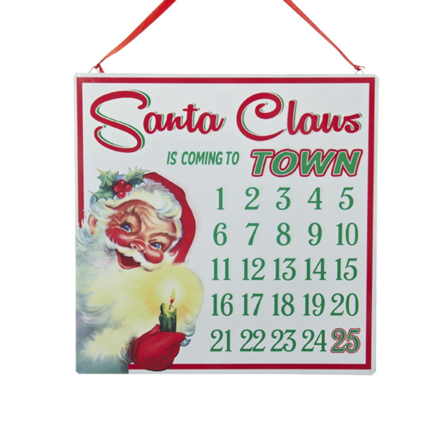 12&quot; Santa Claus is Coming to Town Christmas Countdown Calendar with Holly Magnet - 0