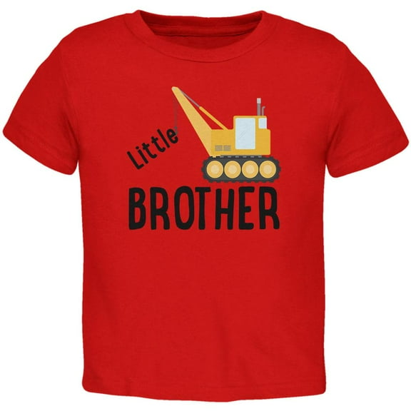 Little Brother Construction Truck Crane Toddler T Shirt Red 2T