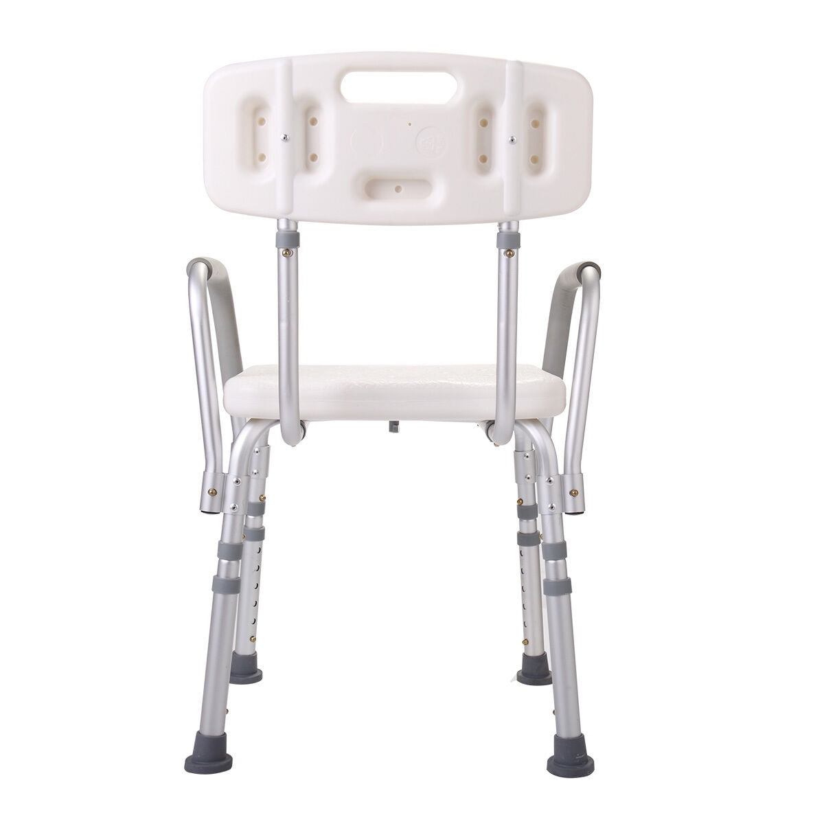 Kepooman Adjustable Height Shower Bath Chair with Detachable Back and Arms - White Kepooman Adjustable Height Shower Bath Chair with Detachable Back and Arms - White