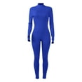 thumbnail image 5 of Riforla Womens Long Sleeved Solid Color Standing Neck Fashionable Zippered Sports Jumpsuit Jumpsuits for Women Blue M, 5 of 6
