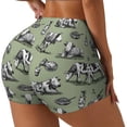 thumbnail image 1 of Balery Farm Cows Pantalones cortos de entrenamiento estampados para mujer, sin costuras, ajustados, para gimnasio, yoga, correr, deportes, ejercicio activo, fitness.-X-Large, 1 of 8