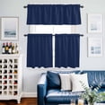 thumbnail image 2 of Navy Blue Kitchen Curtains Sets for Windows 24 Inch Length, Solid Color Farmhouse Navy Blue Rod Pocket Window Treatments Tier Curtains and Valances Set for Bedroom/Bathroom, 2 of 8