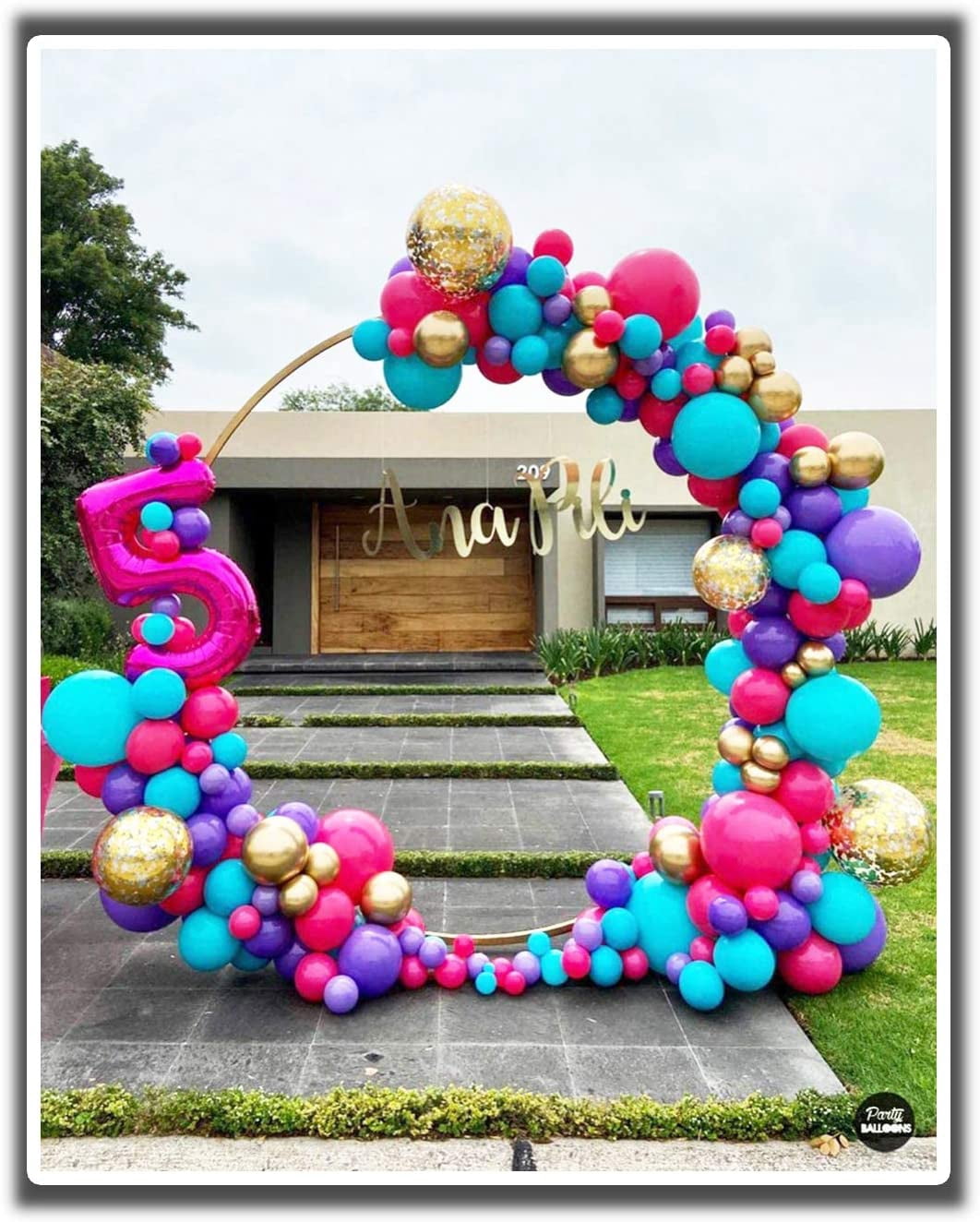 LANGXUN 6ft (1.9m) Large Size Golden Metal Round Balloon Arch kit Decoration, for Birthday Decoration, Wedding Decoration and Photo Background Decoration