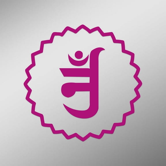 OM Symbol In Jain Symbol Sun Decal Sticker | 5.5-Inches By 5.5-Inches | Meditation Conciousness Religious Motivational Inspirational | Hot Pink Vinyl