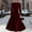 A352 Wine, variant on Women's Vintage Velvet Midi A-Line Dress Crew Neck Puff Long Sleeve High Waist Pleated Swing Flare Evening Cocktail Party Formal Elegant Modest Dress