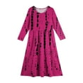 thumbnail image 4 of Inglocry Girls Maxi Dress Long Sleeve Round Neck Casual Holiday Dress with Pockets for 5-14 Years Summer Dresses For Teens Hot Pink 9-10Y, 4 of 4