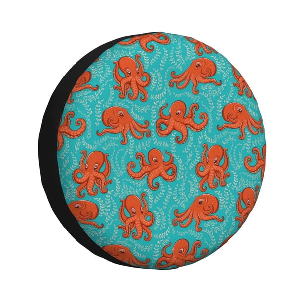 Fotbe Fun Octopus Funda de Llanta de Repuesto con Estampado, Engrosada, Ajuste Universal para Jeep, Remolque, RV, SUV, Camión-15 inch