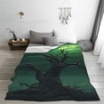 thumbnail image 5 of Honeii Green Night Sky Moon Branches Print Fleece Blanket - Throw Blanket for Bed, Sofa, Couch, Camping, and Travel , Microplush Ultra Soft Warm Blanket-60"x50", 5 of 7