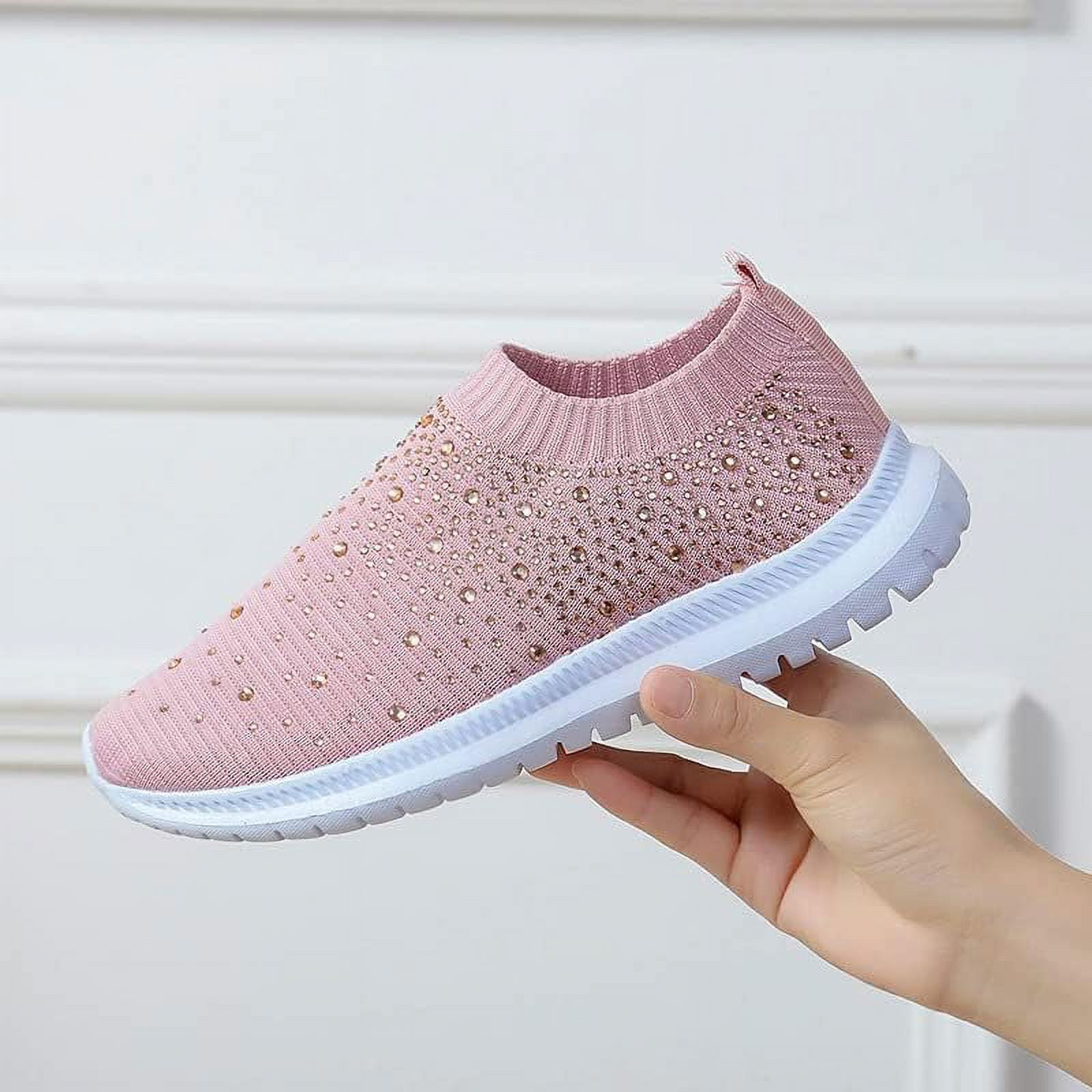 Women Crystal Sneakers Fashion Thick Soled Anti-skid Casual High Pink Silver  Shoes Spring New Crystal Tennis Shoes Size 35-40 - AliExpress