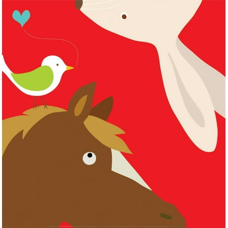 - Farm Group: Rabbit and Horse Art Print By Yuko Lau - 12x12