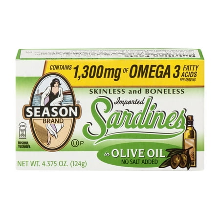(2 Pack) Season Brand Sardines in Pure Olive Oil, 4.375