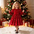 thumbnail image 5 of Rhuody Girls' Dresses Long Sleeve Cartoon Prints Tulle Formal Dress Crewneck Holiday Party Princess Ball Gown Charm Playsuit, 5 of 9