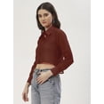 thumbnail image 5 of DressBerry Women's Solid Poly Georgette Full Sleeves Collared Neck Top Buttoned Closure High Low Hem Casual&nbsp;Summer Wear Waist Length Regular Shirt, 5 of 7