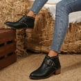 thumbnail image 4 of Viluyesy Womens Ankle Boots, Faux Leather Pointed Toe Wide Calf Fashion Buckle Booties Black, 4 of 8