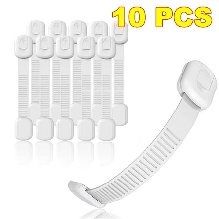 Baby Child Safety Strap Locks for Fridge, Cabinets, Drawers, Dishwasher, Toilet, Adhesives No Drilling (8 Count)