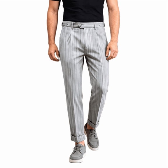HBDesign Men's Herringbone Linen Pants Lightweight Breathable Casual Slim Fit Trousers for Daily