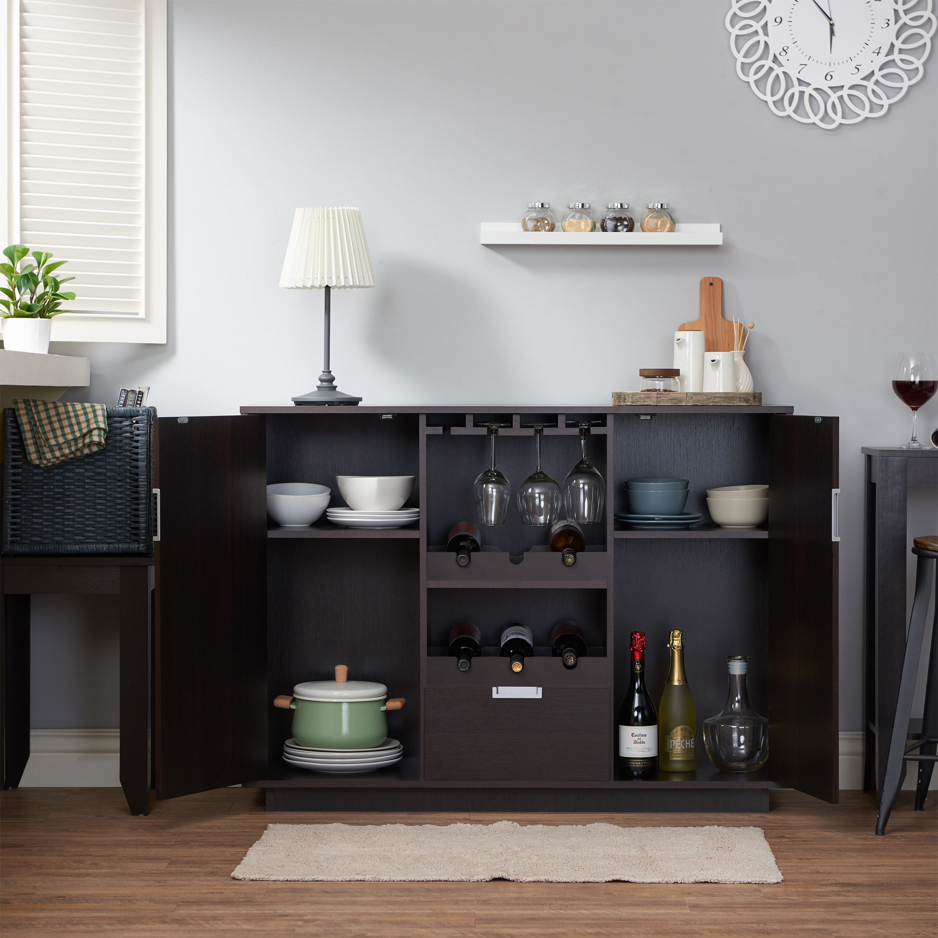 Furniture of America Angelo Modern Multi-Storage Buffet, Espresso