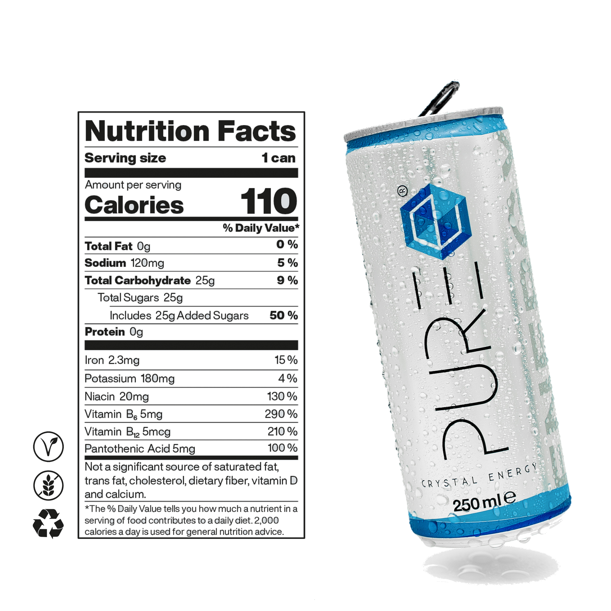 PURE Energy Drink - The Crystal Clear Energy Drink (8.4 Fl OZ - 24 Pack)