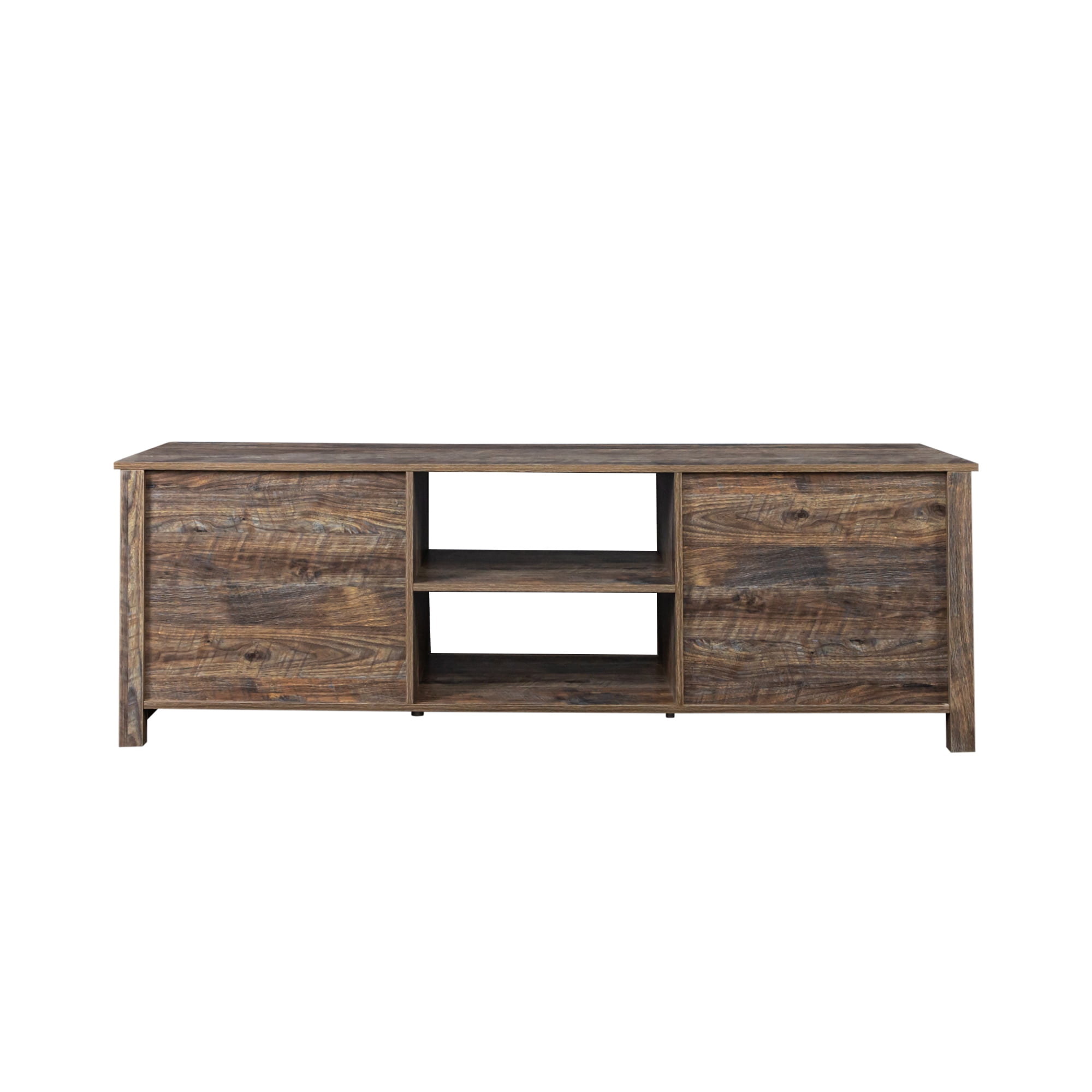 Kadyn MDF TV Cabinet for 70 inch TV, Heavy Duty TV Cabinet with 6 storage compartments and 1 shelf cabinet, Brown Farmhouse TV Console Table