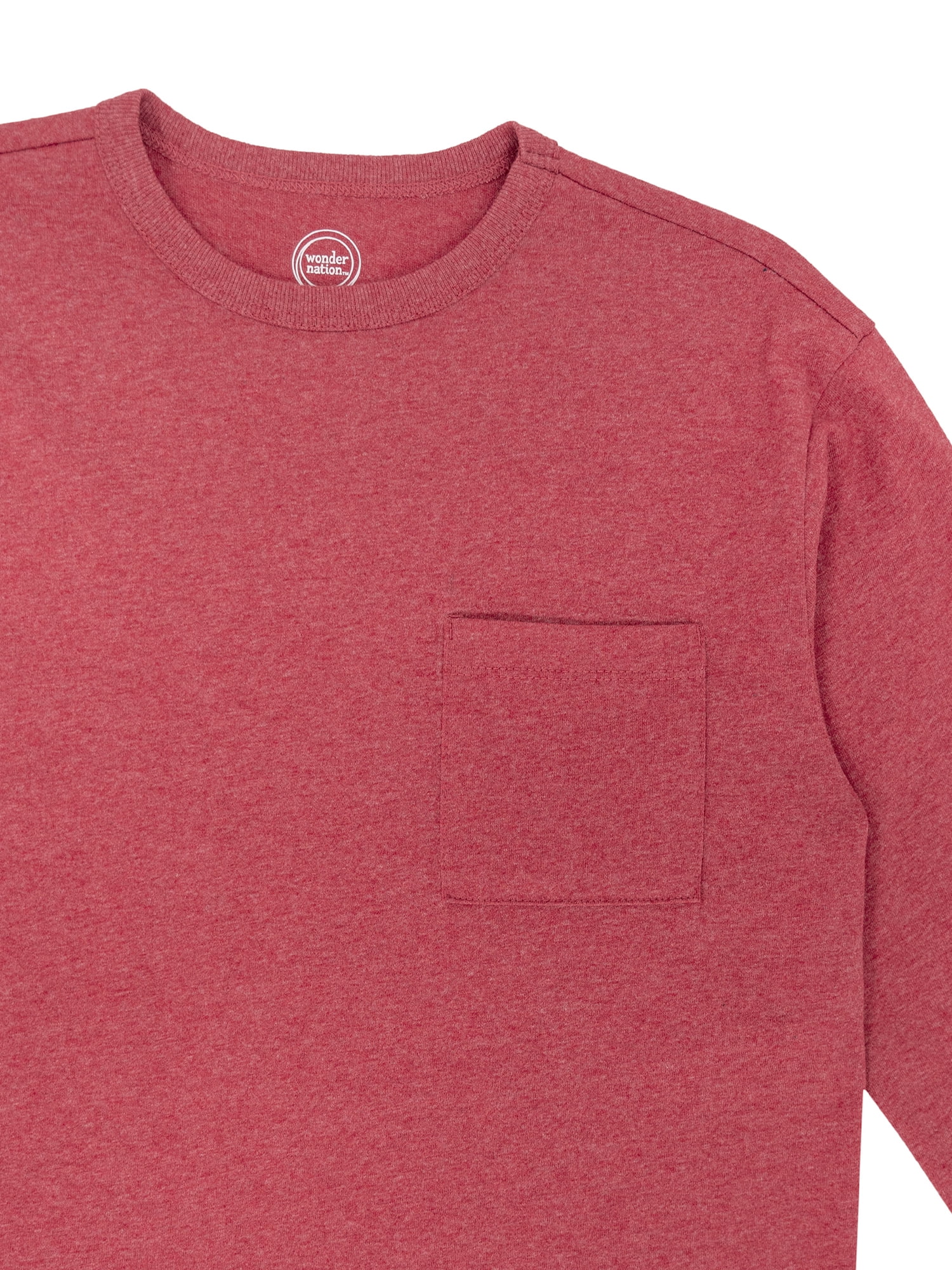 Wonder Nation Boys Long Sleeve Pocket T-Shirt, 2-Pack, Sizes 4-18 & Husky
