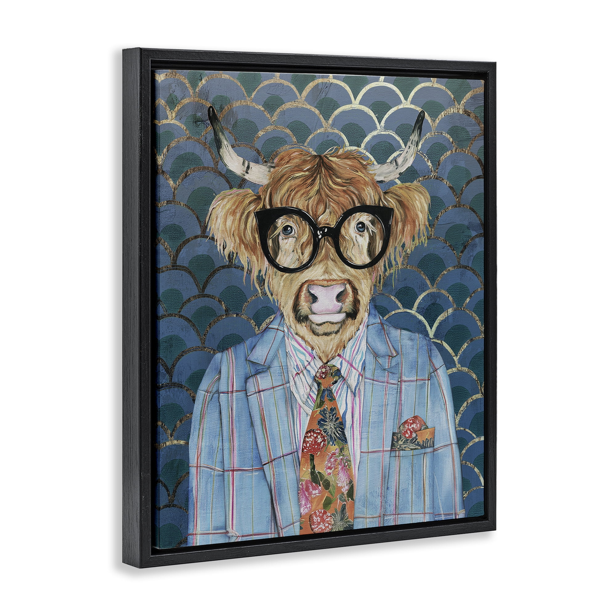 Stupell Industries Cool Highlander Portrait Black Framed Floater Canvas Wall Art, design by Svetlana Aleynikova