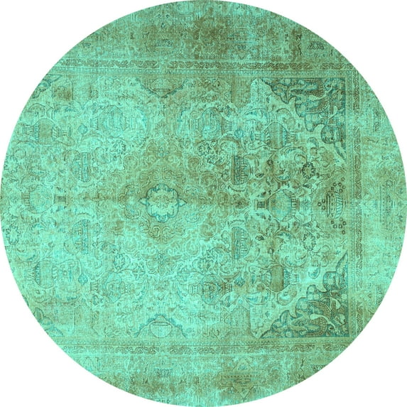 Ahgly Company Indoor Round Persian Turquoise Blue Traditional Area Rugs, 6' Round