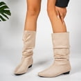 thumbnail image 5 of Willtoo Women's Slouchy Knee High Boots, Pointed Toe Low Heel Pull On Tall Faux Suede Boots, Ruched Wide Calf Fall Winter Dress Boots, 5 of 6