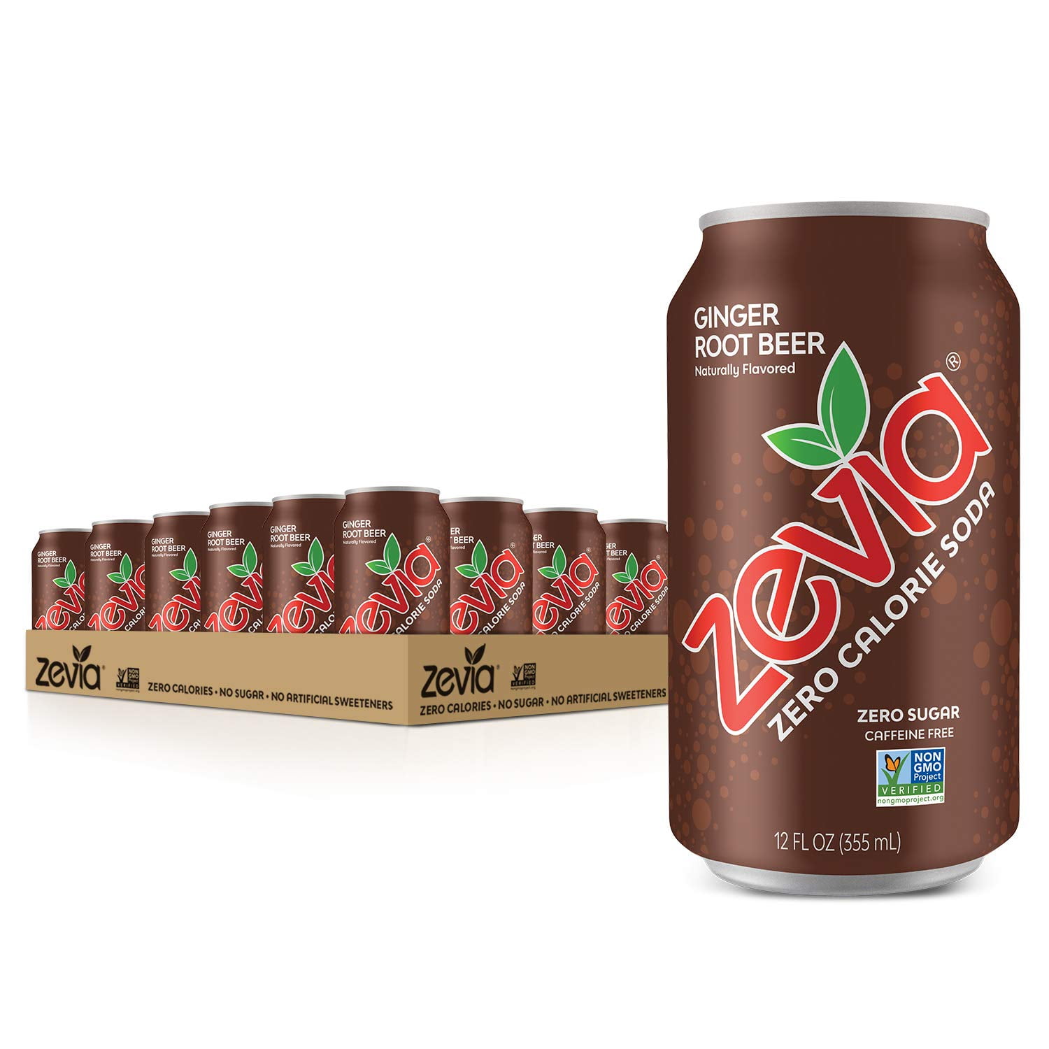 Zevia Zero Calorie Soda, Ginger Root Beer, Naturally Sweetened Soda