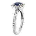 thumbnail image 3 of 14K White Gold Natural High Quality Blue Sapphire Ring Round 6mm Floating Halo Diamond, size 5, 3 of 4